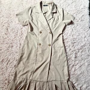 Pleated Blazer Double Breasted Old Money Quiet Luxury Minimalist Womens Dress Sm